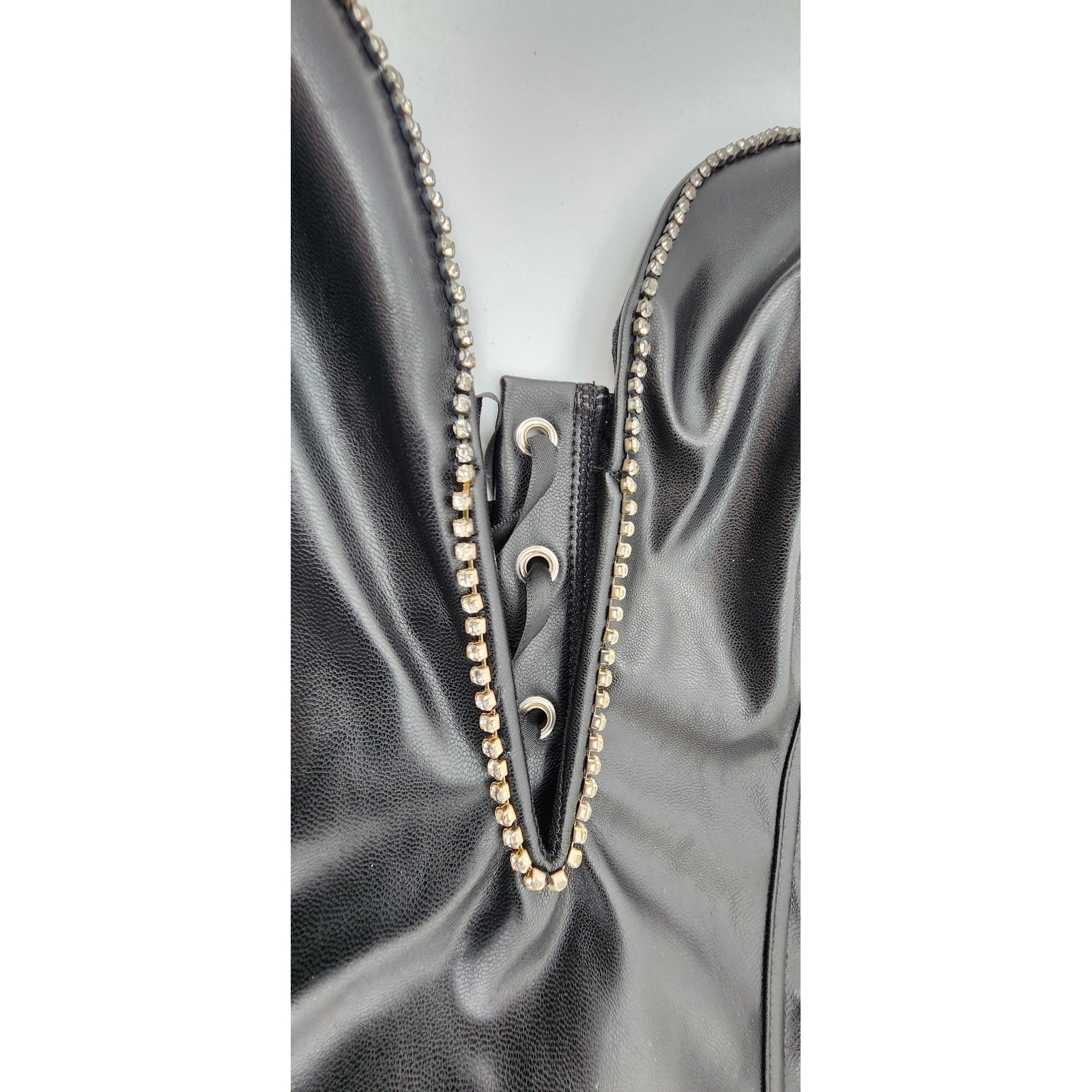 New Nwt Mars The Label The Deep Cut Diamond Faux Leather Corset Size Uk 12 — image 7 of 8